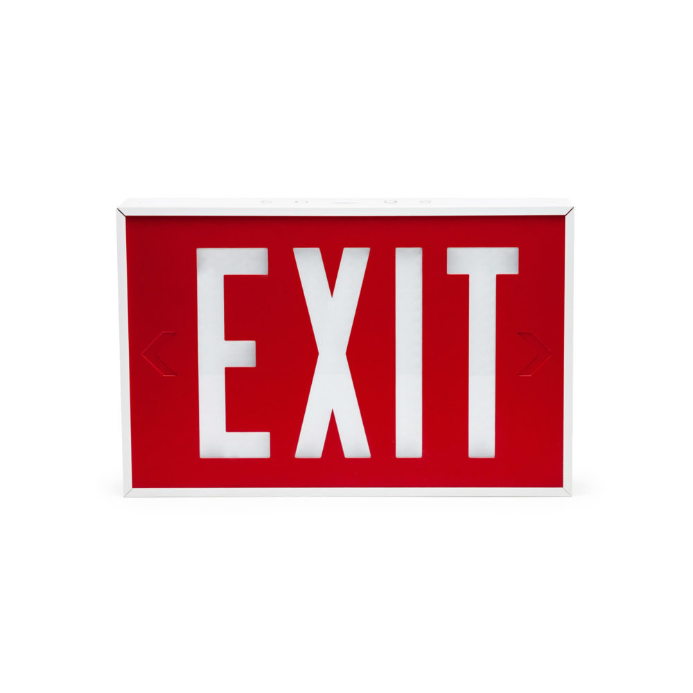 Self-Luminous Exit Sign with aluminum frame and tamper-proof design. The Isolite 2040-01.