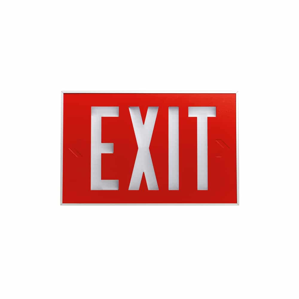 The 880 RED Thin Line Aluminum Self-Luminous Exit Sign offers aesthetics that are architecturally pleasing.