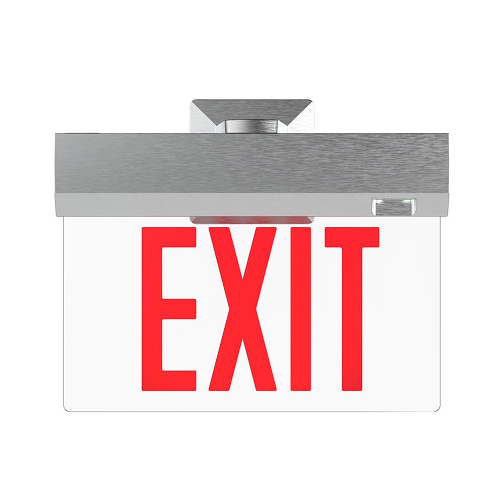 The ELTMR2 Elite Edge-Lit Master Exit Sign, Remote Capable has a slimline, low profile housing with multiple mounting options.