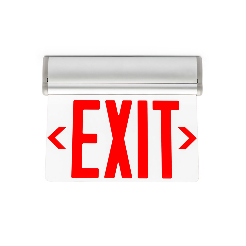 The EUG Universal Surface Mount Edge-lit LED Exit Sign is ultra bright and suitable for damp locations.