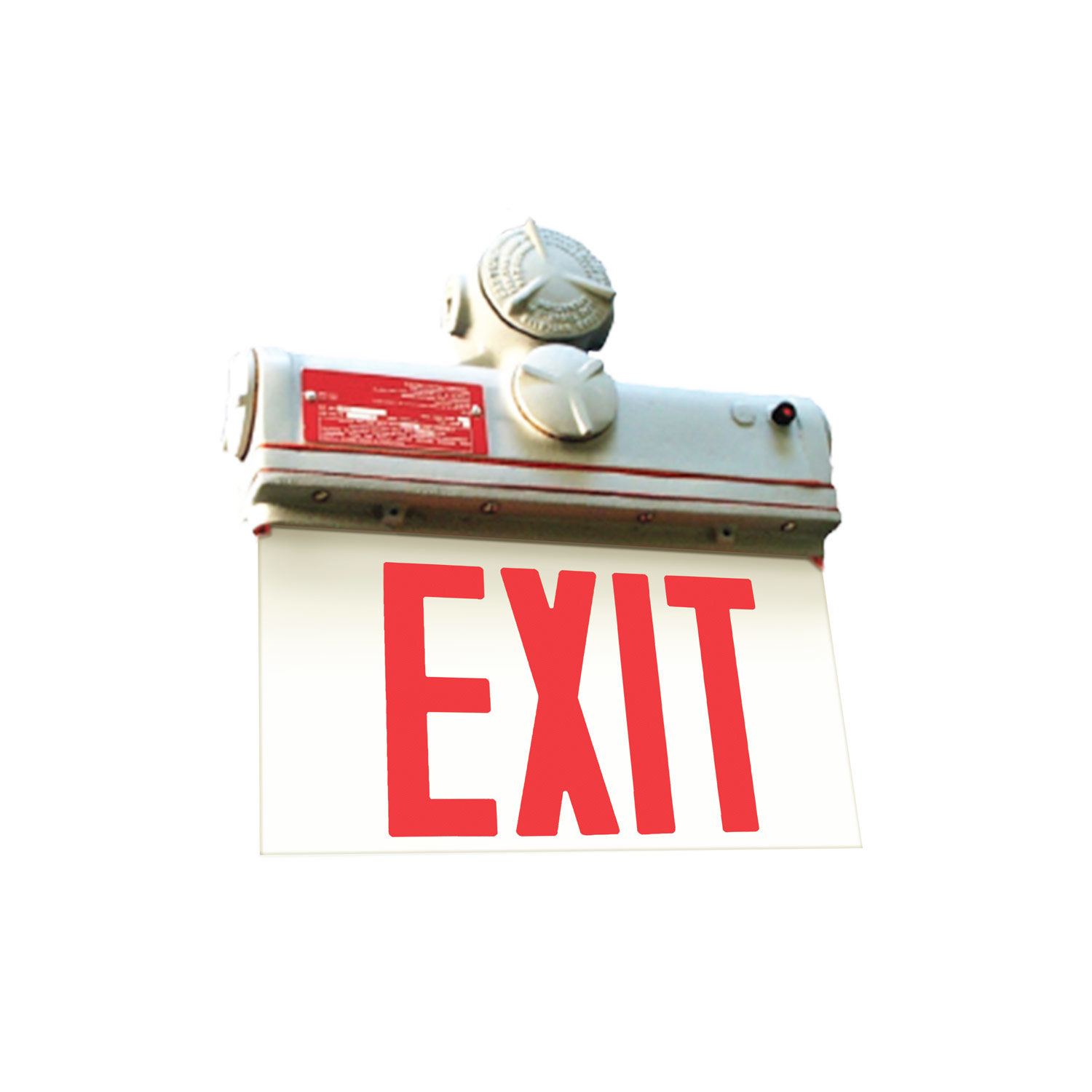 The EXP Explosion Proof LED Exit Sign is designed for hazardous environments and has a zero current low-voltage disconnect.