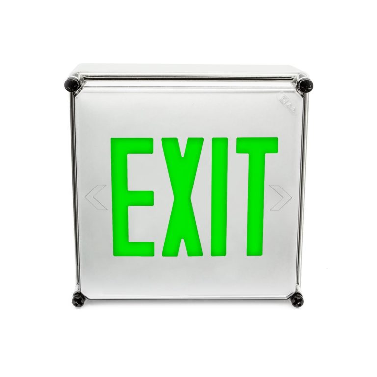 The HLX Nema 4X LED Exit Sign has a housing unit that is fully gasketed for wet location applications.