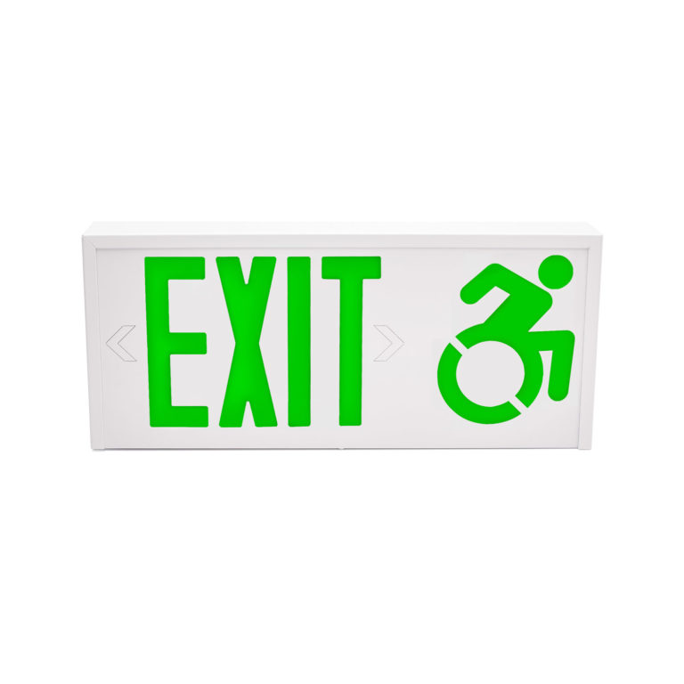 The LP-CTMA Steel Connecticut & Massachusetts Compliant LED Mobility Exit Sign provides current control and circuit protection.