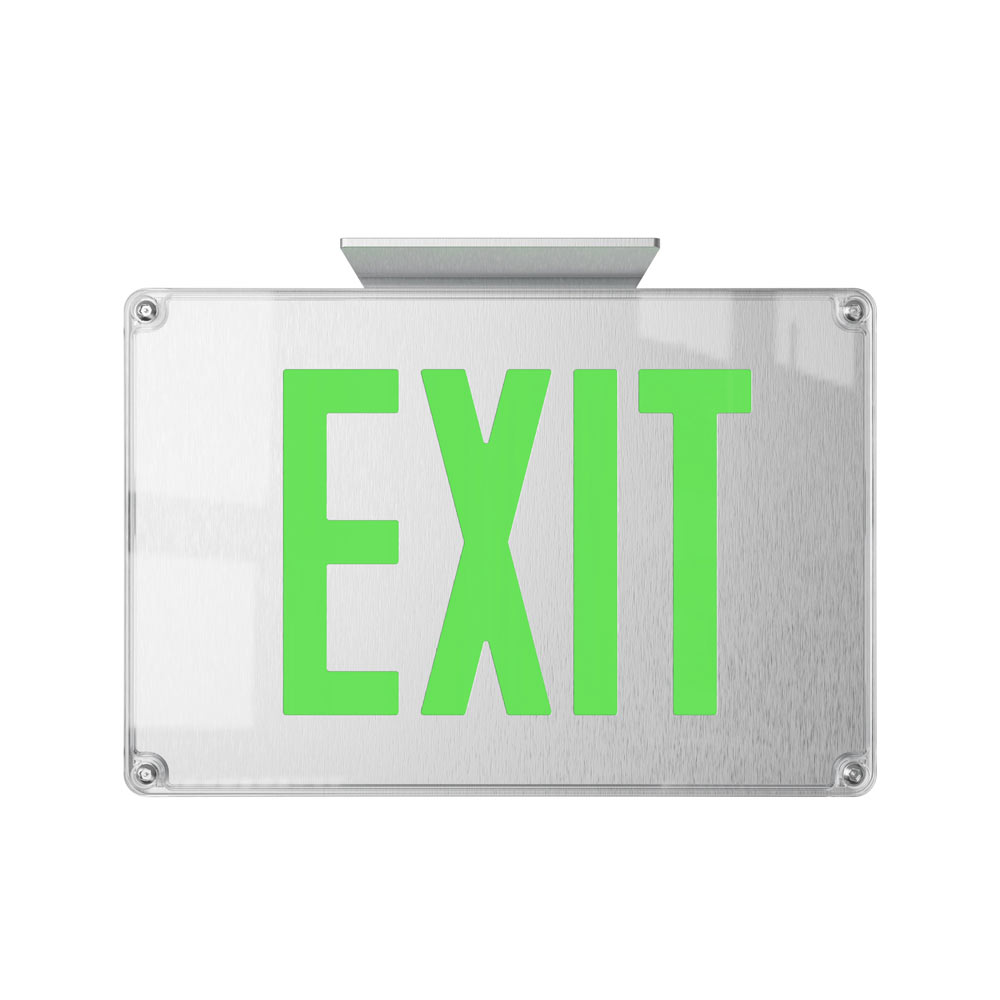 Wet Location Photoluminescent/LED Die-Cast Aluminum Exit Sign