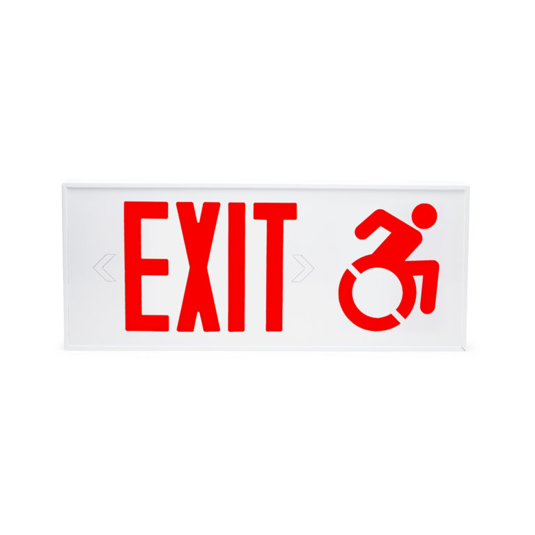 The LPX-CTMA Connecticut & Massachusetts Aluminum LED Mobility Exit Sign has a universal mounting pattern stamped into the back plate for easy installation.