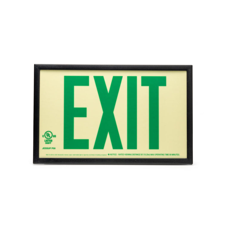Thermoplastic Photoluminescent Exit Sign made with flame-resistant PVC. The Isolite PHL.