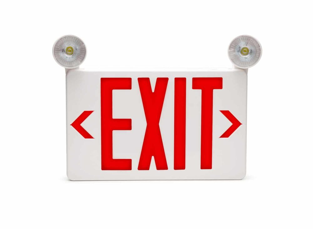 LED Exit Sign and Emergency Light Combo that is made with high-impact thermoplastic. The Isolite RLC-LED.